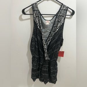 Black and white pattern romper